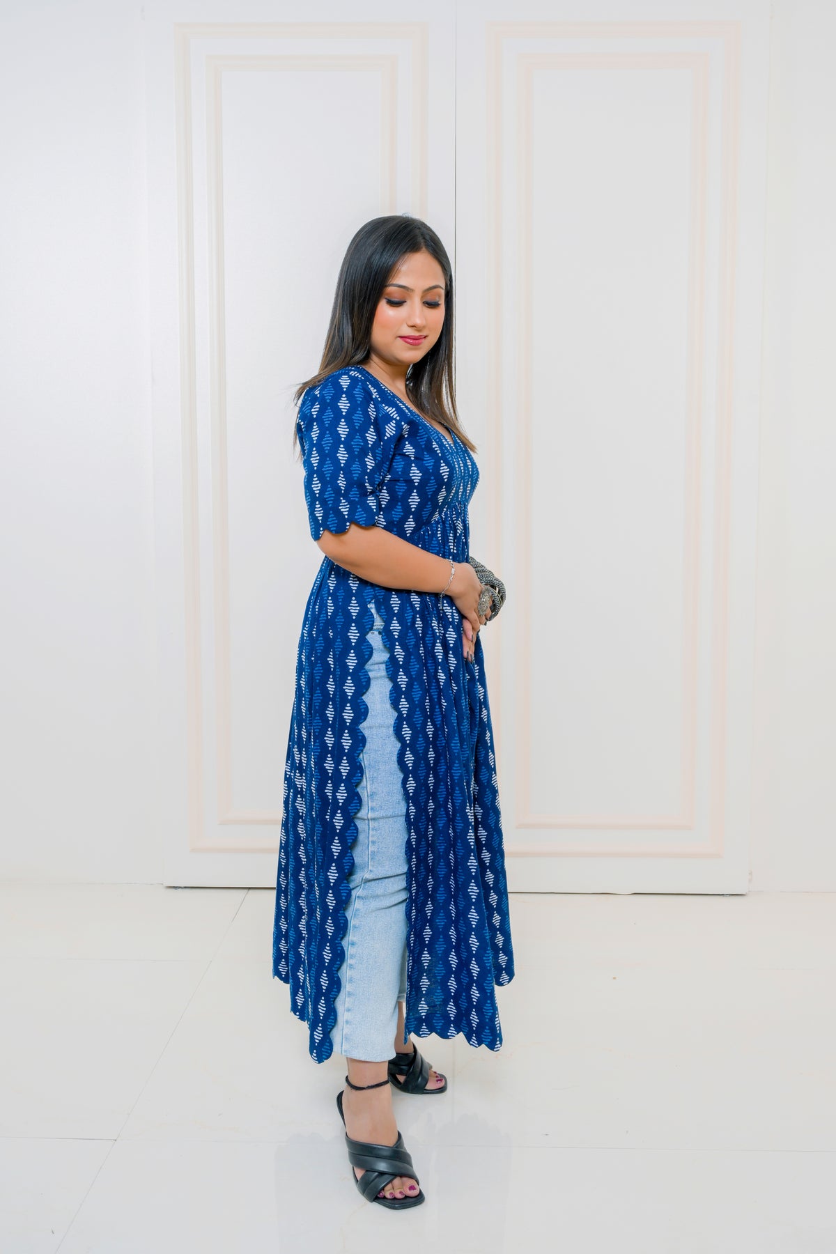 Blue Ink High Slit Kurti