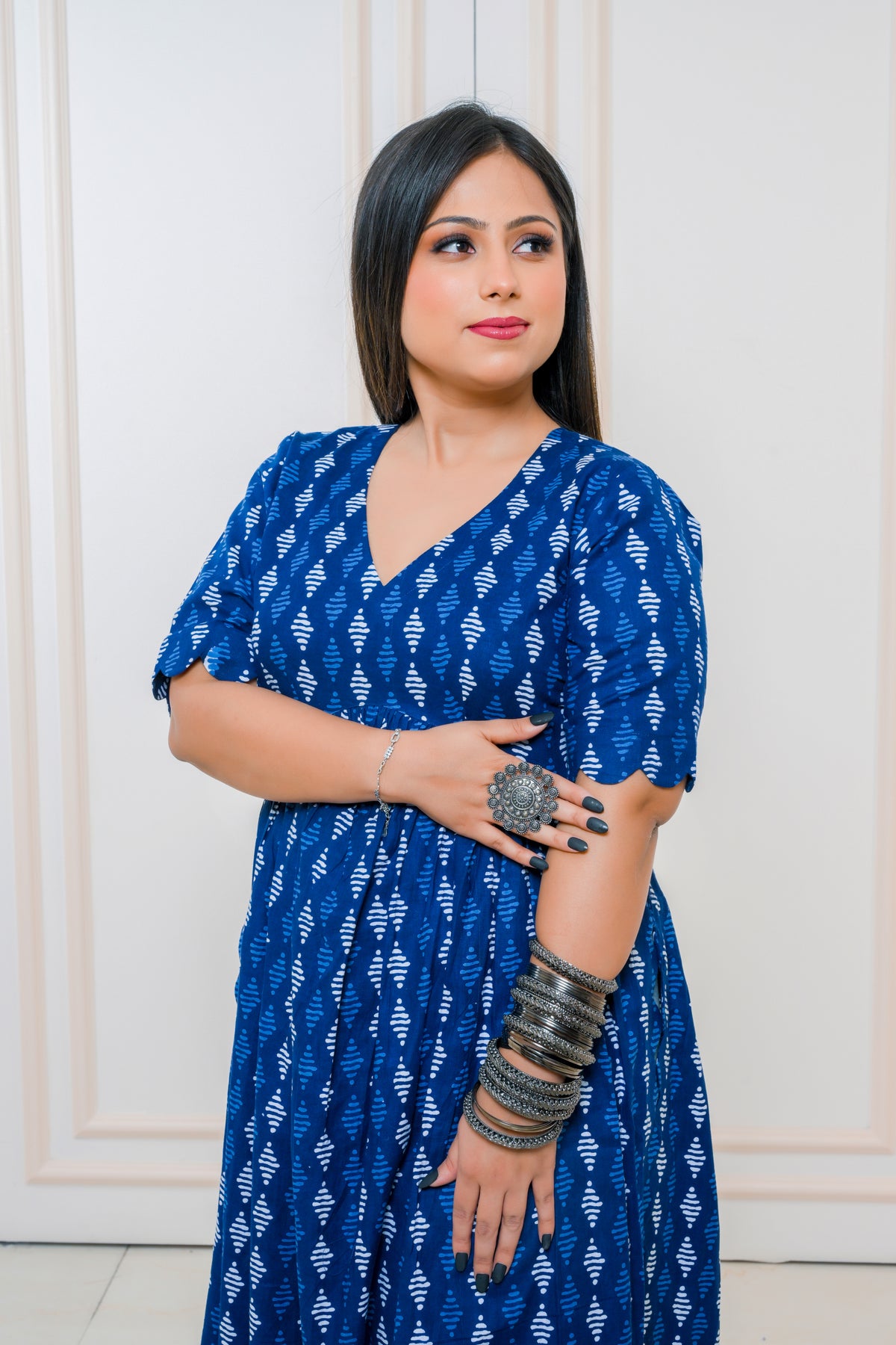 Blue Ink High Slit Kurti